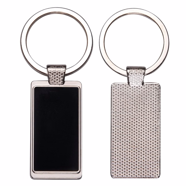 Rectangle Metal Key Chain w/Dark Center