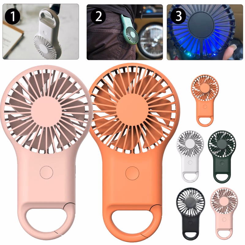 MOQ30 Portable Hanging Mini Fan with LED and Carabiner