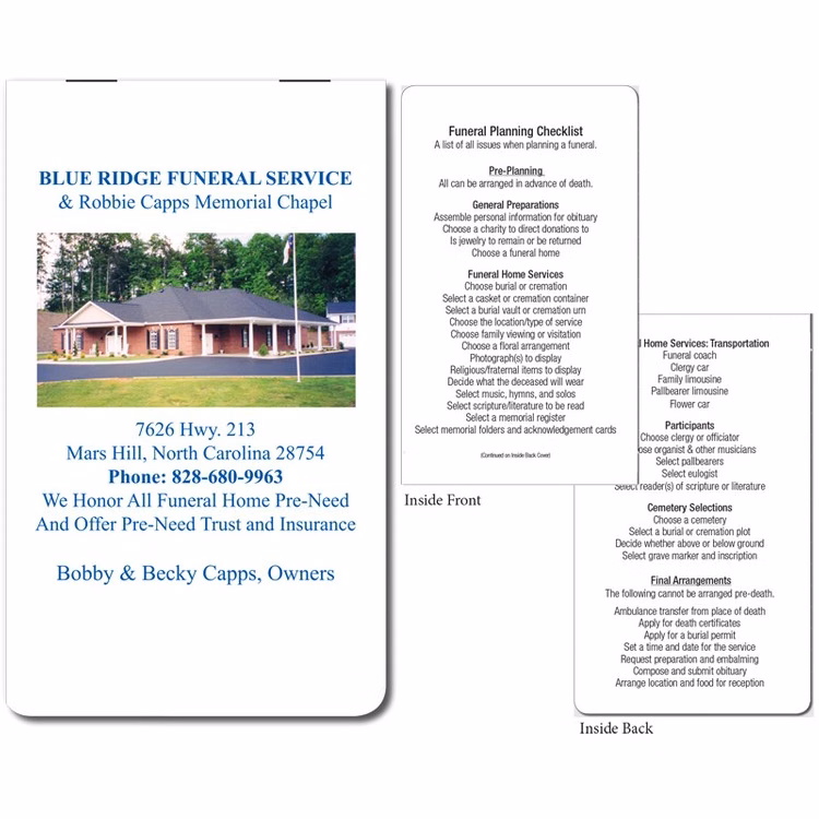 FHT11 Stapled Memo Note Book Funeral Homes