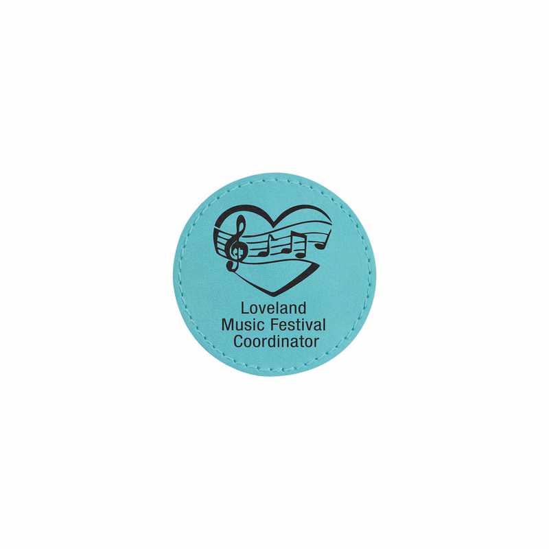2" Teal Leatherette Round Patch with Adhesive