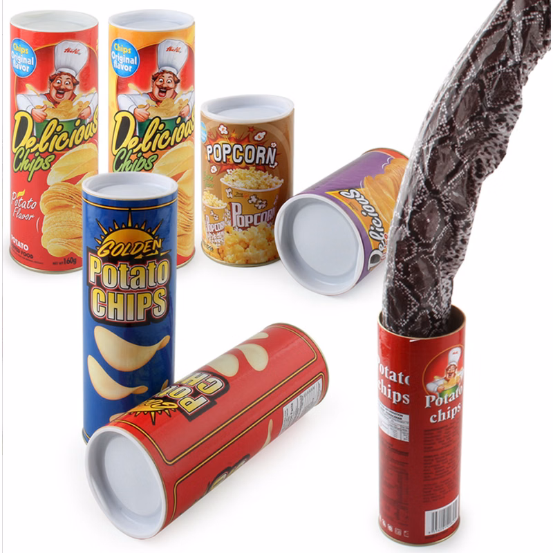 Prank Toy Potato Chip Snake Can Scary Trick with Cockroach