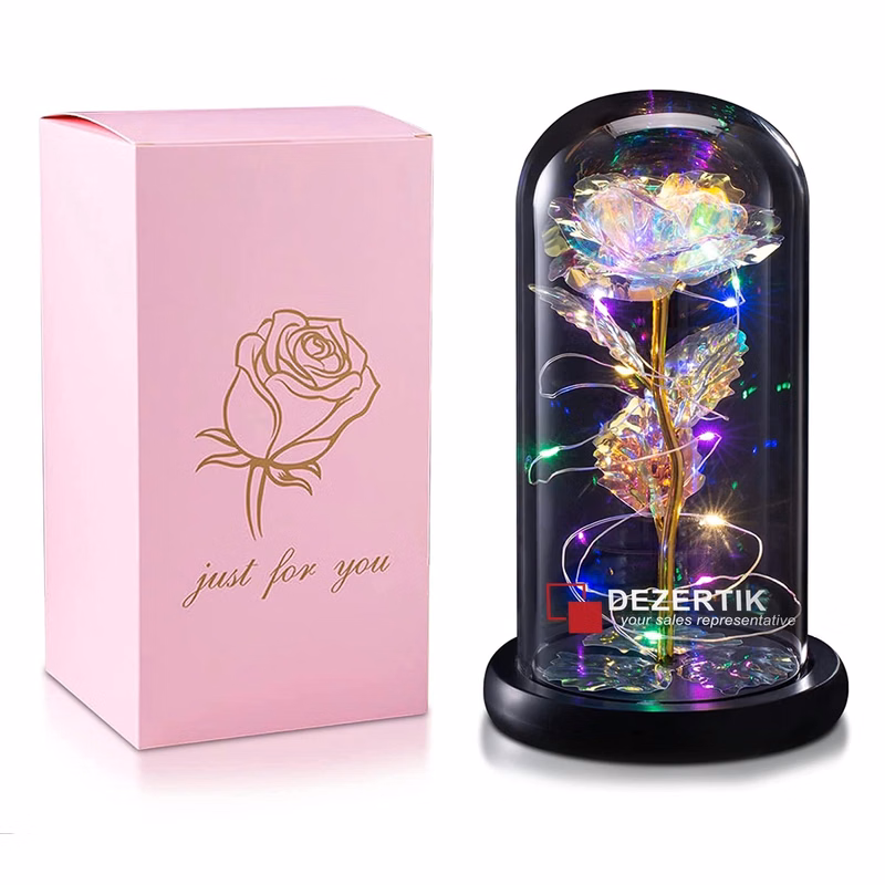 Colorful Artificial Rose Gift W/ Led String Lights
