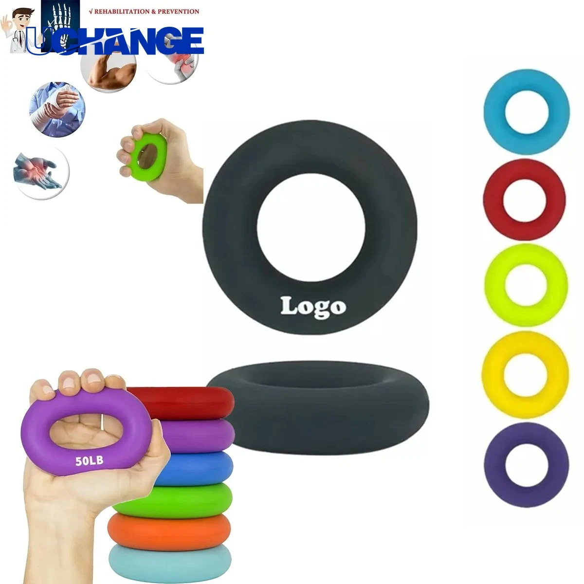 Silicone Hand Grip Ring Portable Strength Trainer for Rehab & Fitness 1