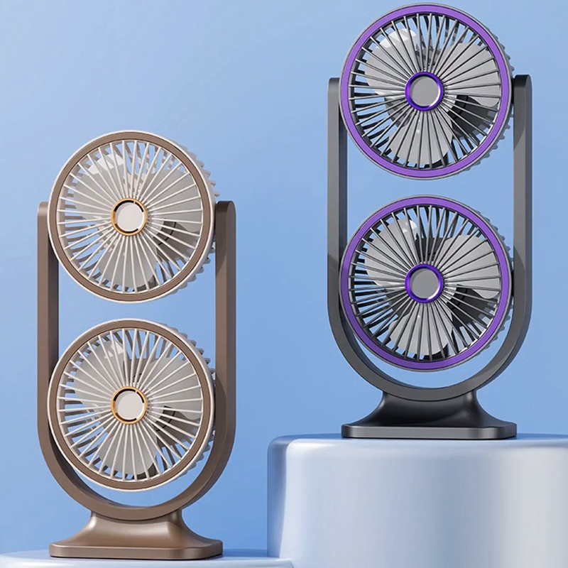 1200 mAh Chargeable Dual Head Desk Fan with Light
