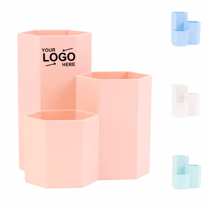 Plastic Desk Pen Organizer With 3 Slots