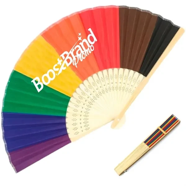 Custom 8.5 Inch Canvas Folding Hand Fan — Compact Event & Festival Giveaway 1