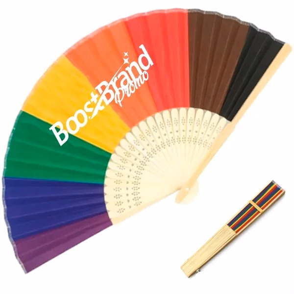 Custom 8.5 Inch Canvas Folding Hand Fan — Compact Event & Festival Giveaway