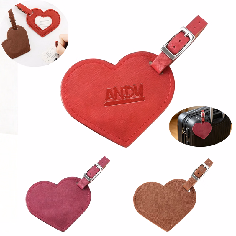 PU Leather Heart Shaped Luggage Tag