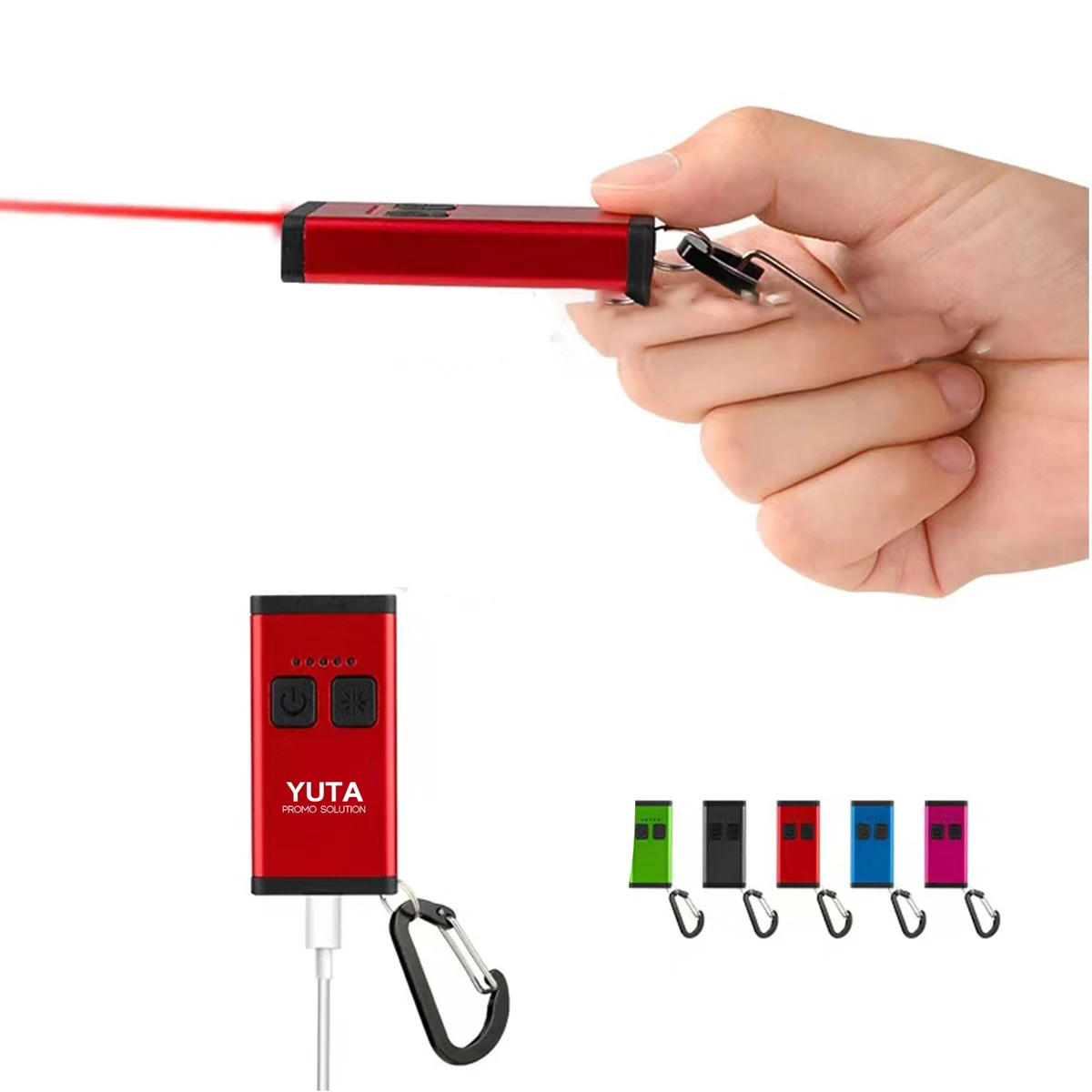 Rechargeable Carabiner Laser Mini Keychains Flashlight 1