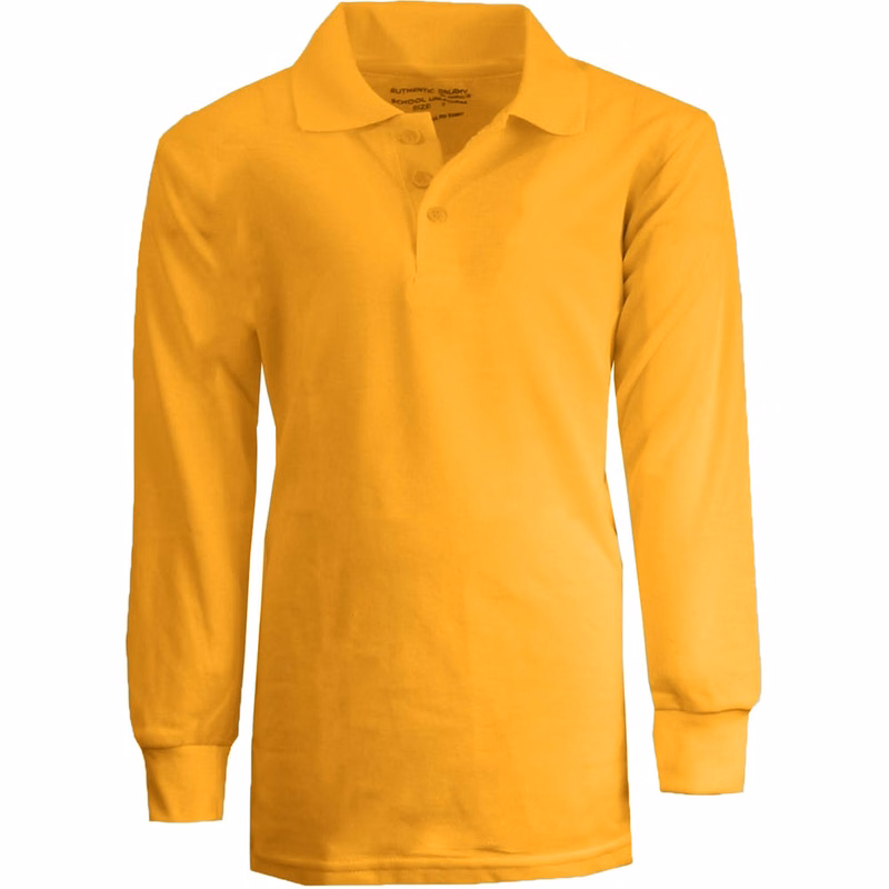 Boys' Uniform Polo Shirts - Sizes 4 - 7 Gold Long Sleeve