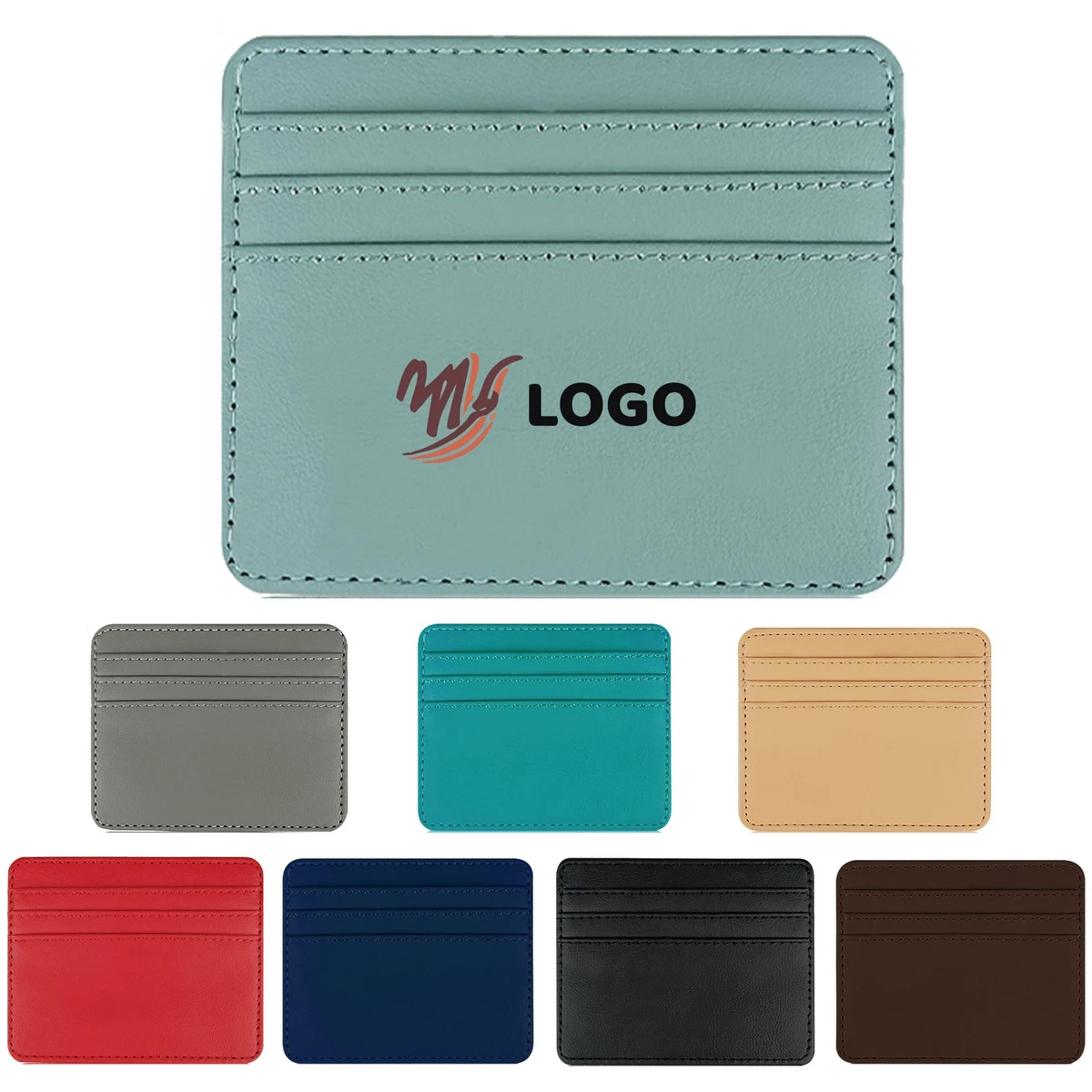 Pu Leather Slim Front Pocket Credit Card Purse 1
