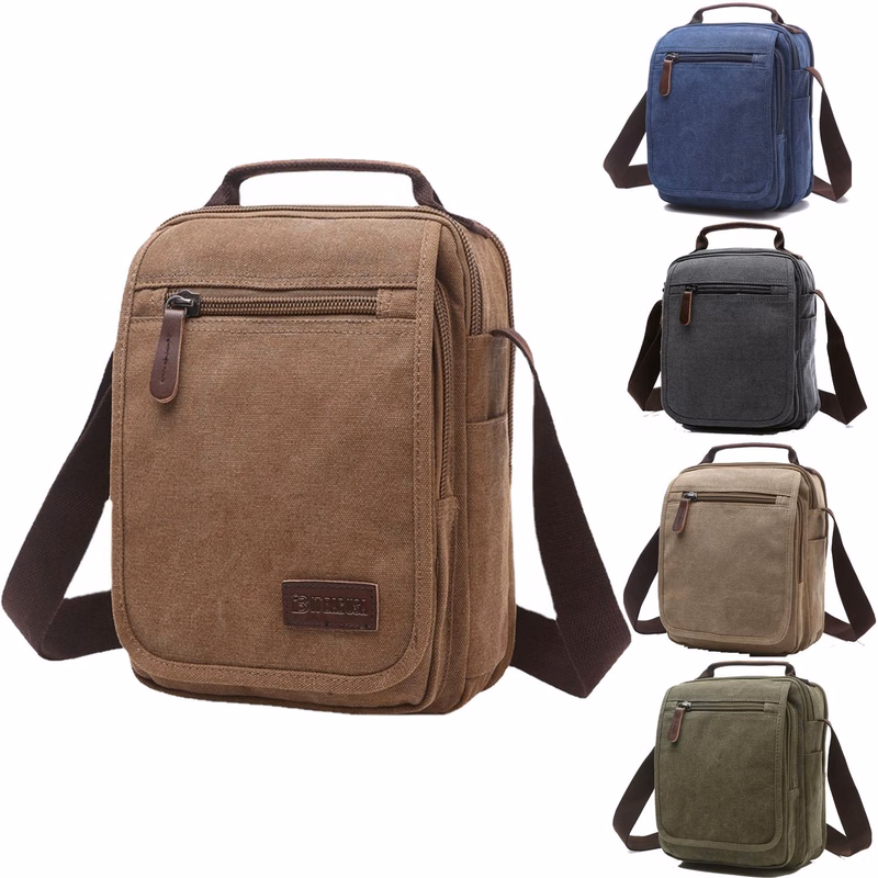 Canvas cross-body bag for man