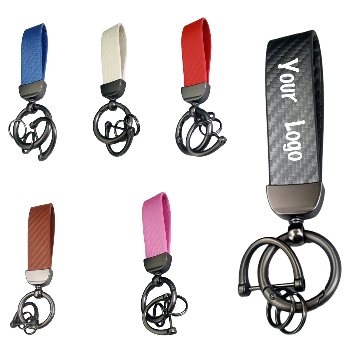 Carbon Fiber Textured Car Keychains Can Be Printed With Logo 1