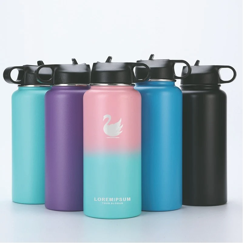 Stainless Steel Water Bottle with Flip Top Lid and Straw 1