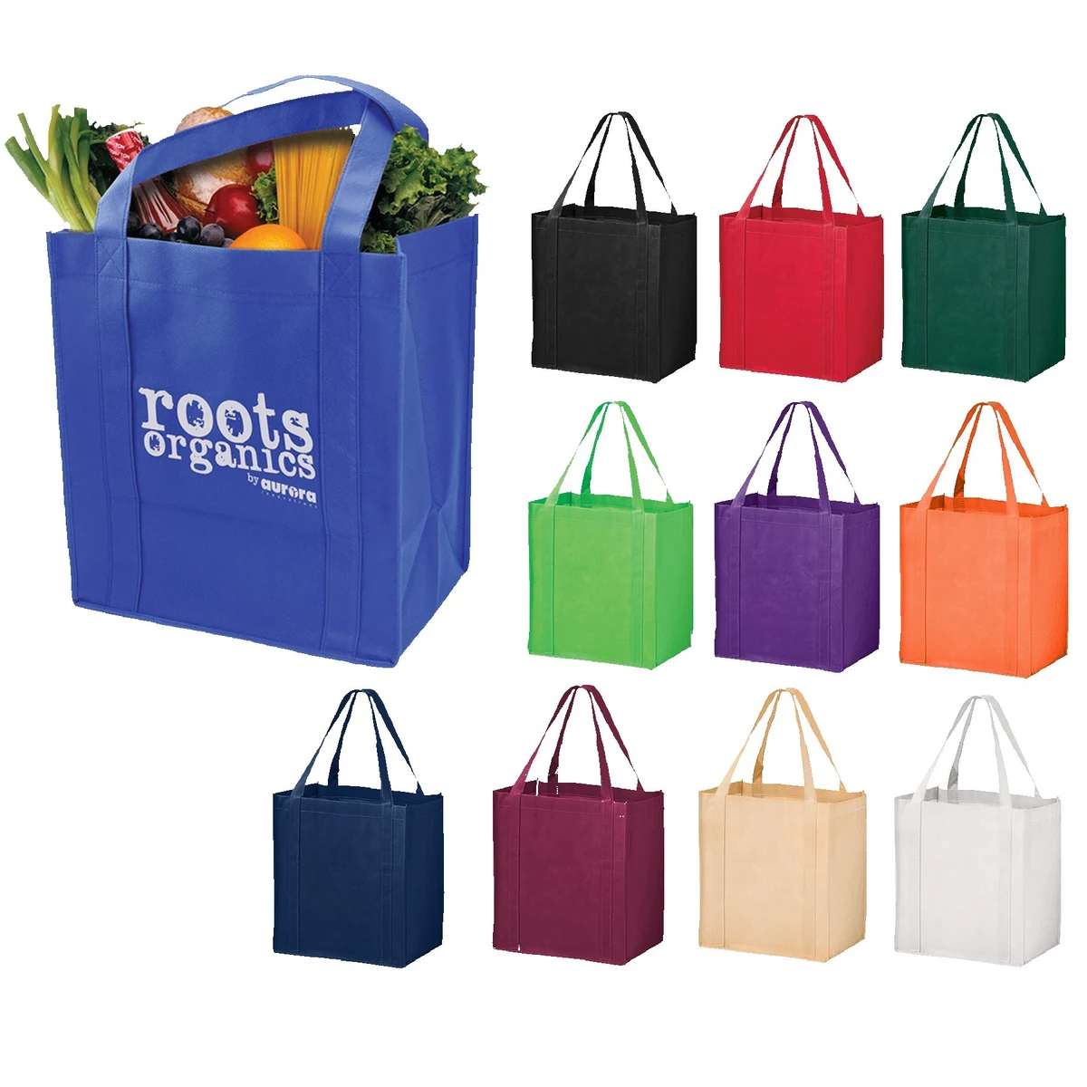 12" W x 13" H x 8" D Non-Woven Grocery Shopping Tote Bag 1