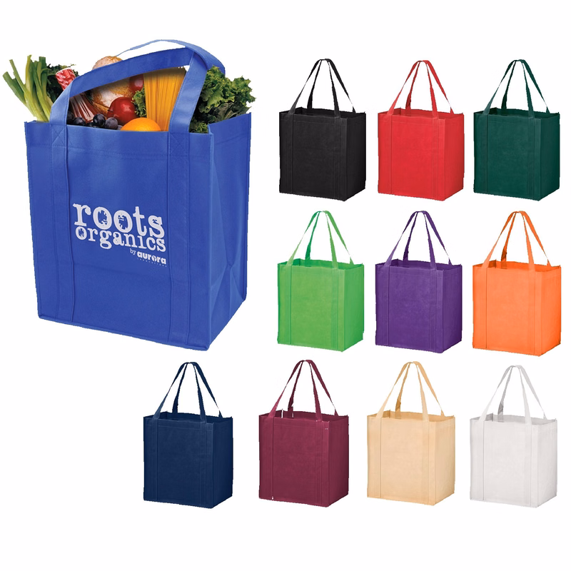 12" W x 13" H x 8" D Non-Woven Grocery Shopping Tote Bag