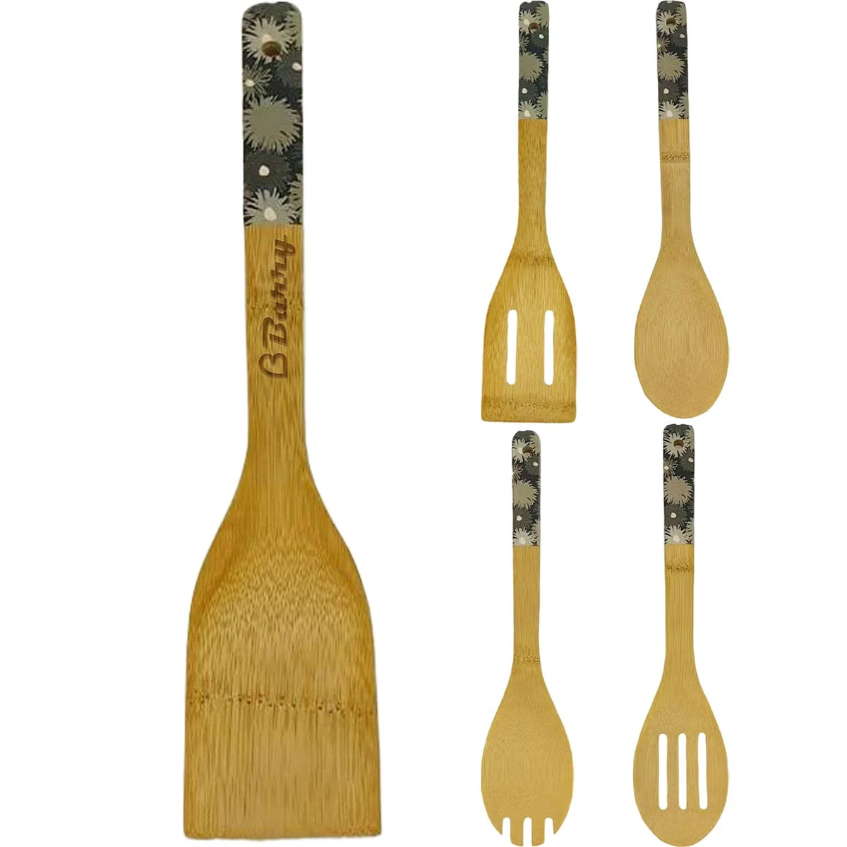 Long UV Printed Bamboo Spatula 1