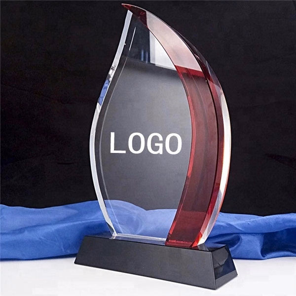 Engraved Crystal Flame Trophy Award