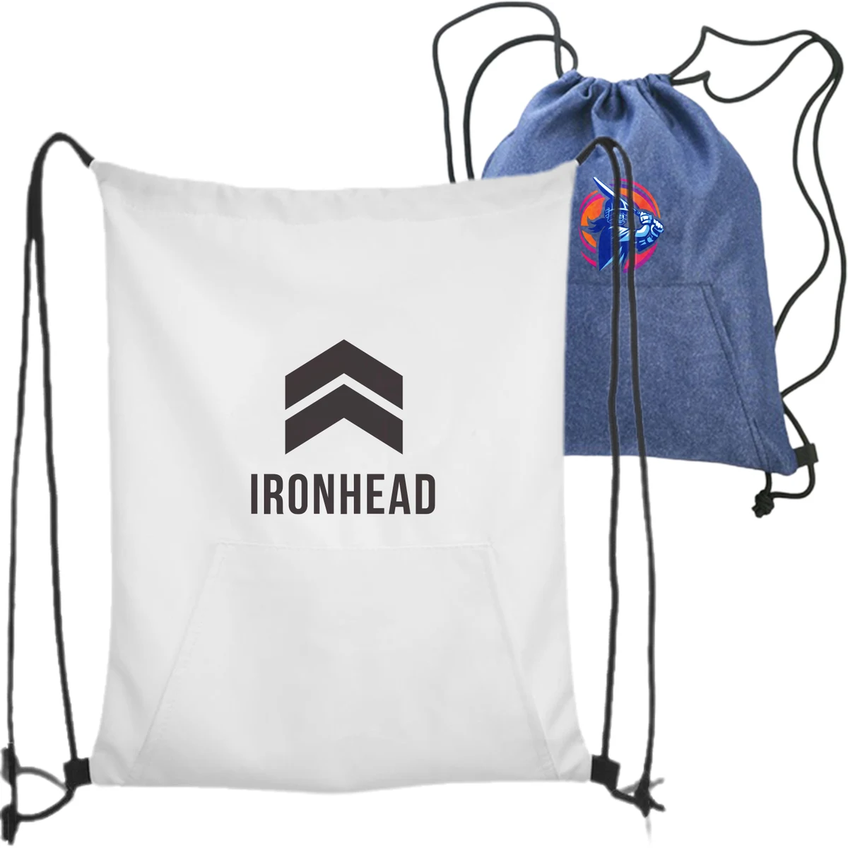 Jersey Drawstring Bag Front Pocket Sports Backpacks 1