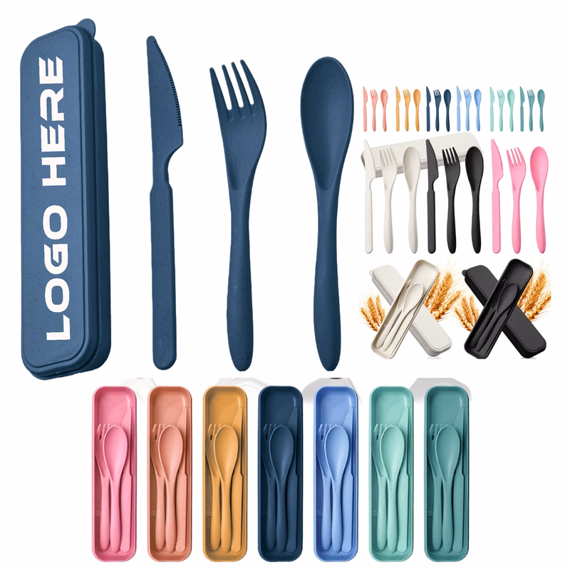 3-in-1 Portable Wheatstraw Tableware Set