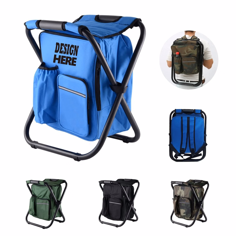 Portable Backpack Camping Chair with Cooler Insulated Bag