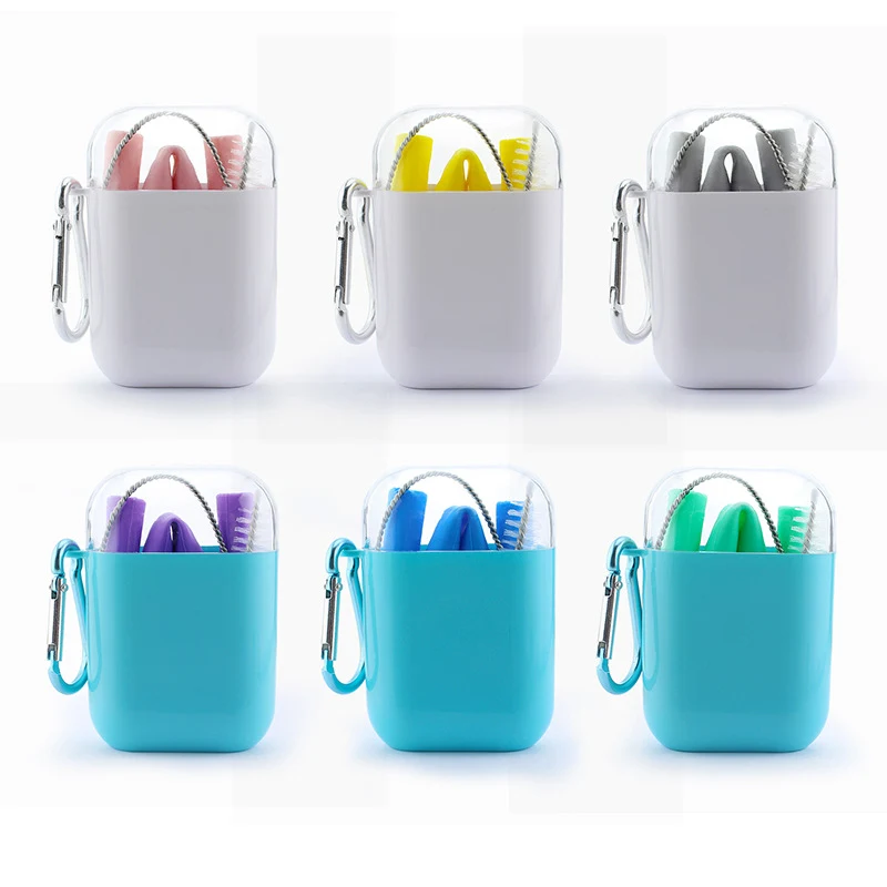 Reusable Silicone Straw Set with Portable Case 1