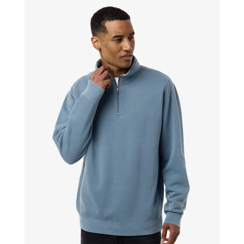Independent Trading Co. Unisex Pigment-Dyed Quarter-Zip Pullover - PRM4600QZ, custom hoodie or sweatshirt with logo imprint 1