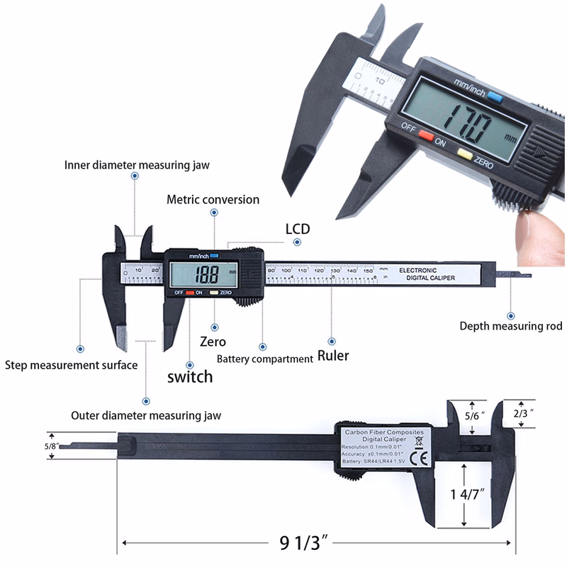 Carbon Fiber Electronic Digital Display Vernier Caliper