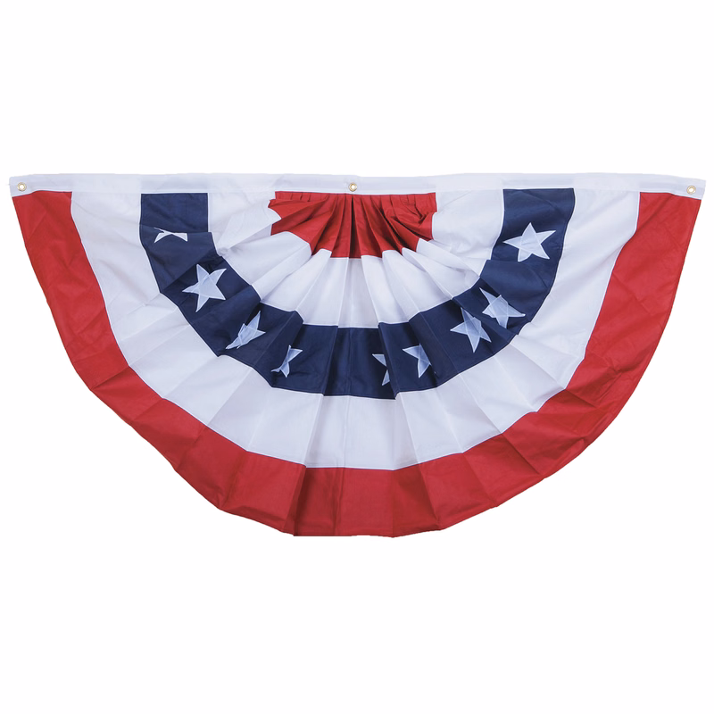18" x 36" 5 Stripes & Stars Heavy Polyester Pleated Fan