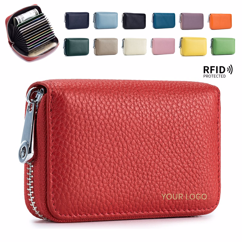 Leather Zipper Credit Card Case