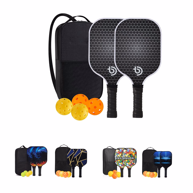 Two Sided Full Color Carbon Fiber Pickleball Paddles Set