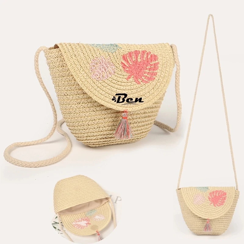 Kids Tassel Straw Crossbody Bag 1