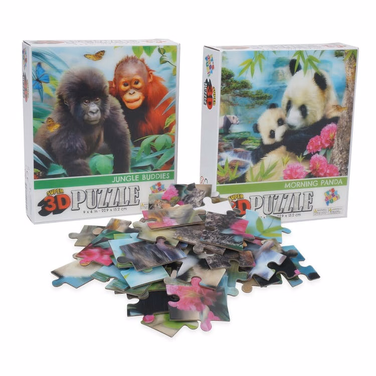 3D Puzzles - Jungle Animals 9" x 6" 50 Pieces
