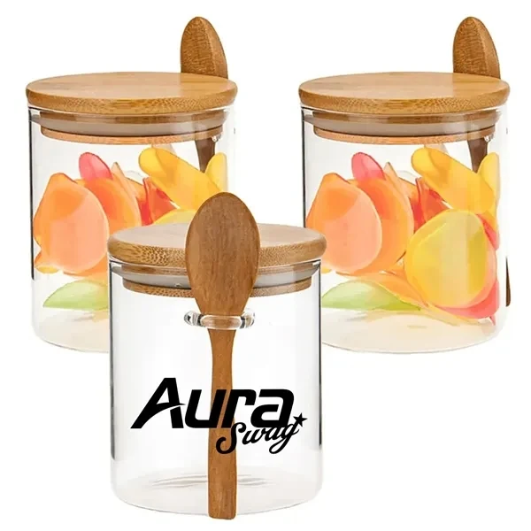 Custom 15 oz Glass Spice Jar with Bamboo Lid and Spoon — Kitchen Organization Gift 1