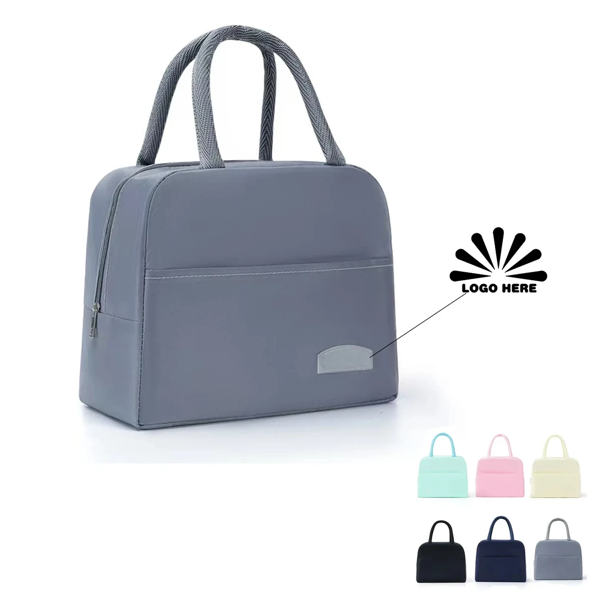 Simple Solid Color Lunch Bag With Customizable Logo 1