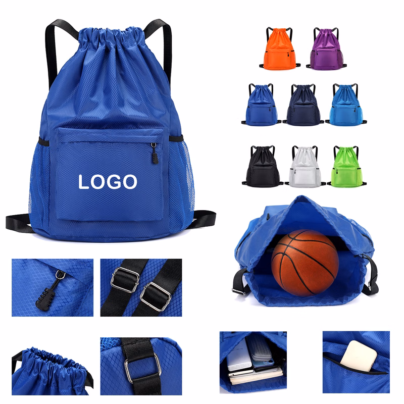 Oxford Fabric Gym Bag with Mesh Drawstring Closure
