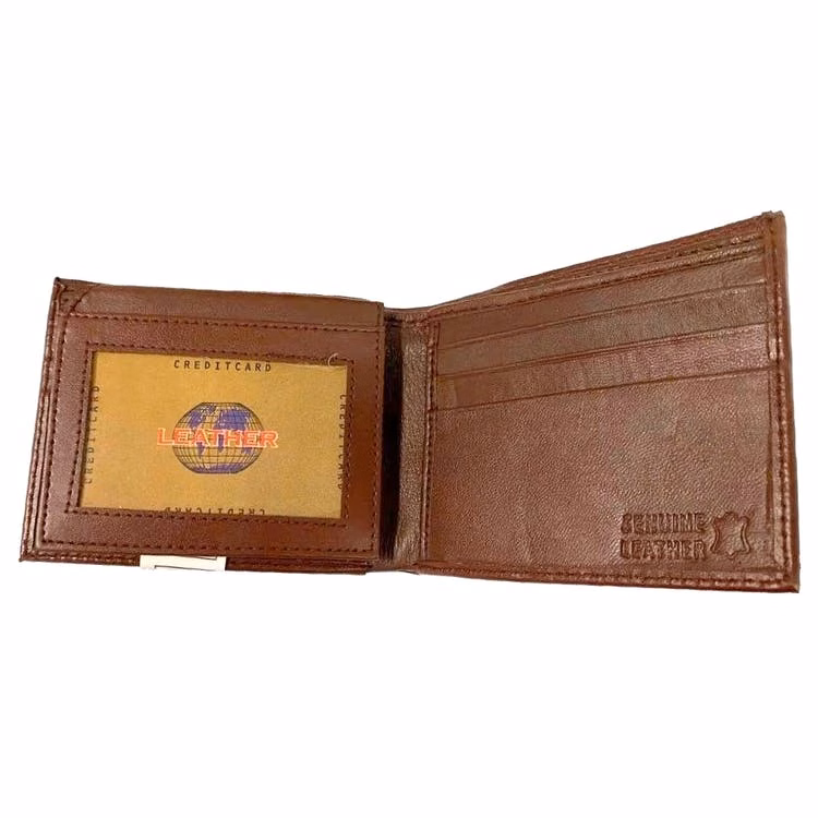 Men's Leather Bi-Fold Wallet - Brown