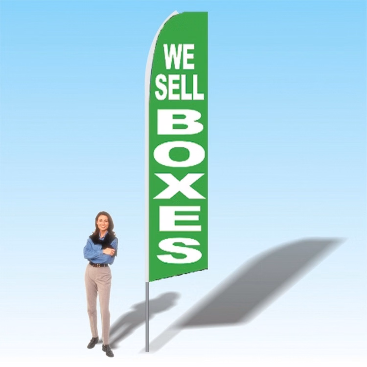 15FT We Sell Boxes Green Advertising Banner Flag