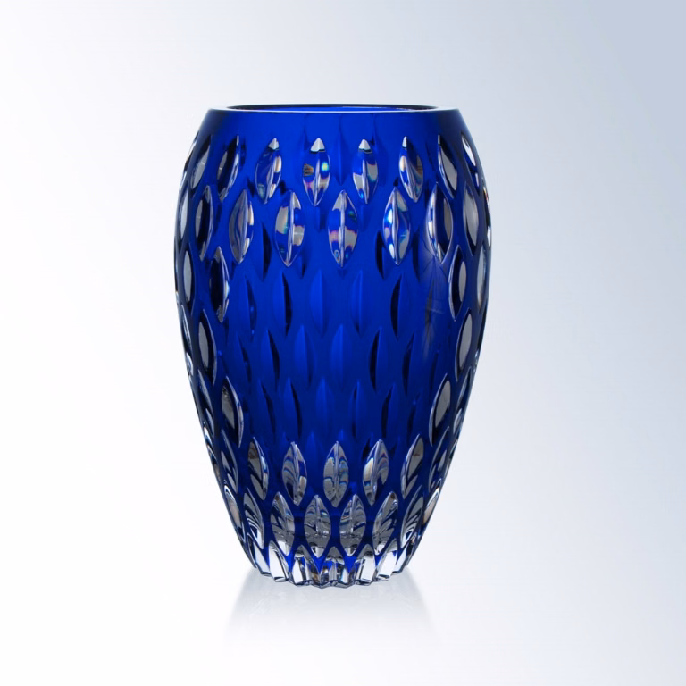 Nautilus Vase Lead Crystal - Blue Award