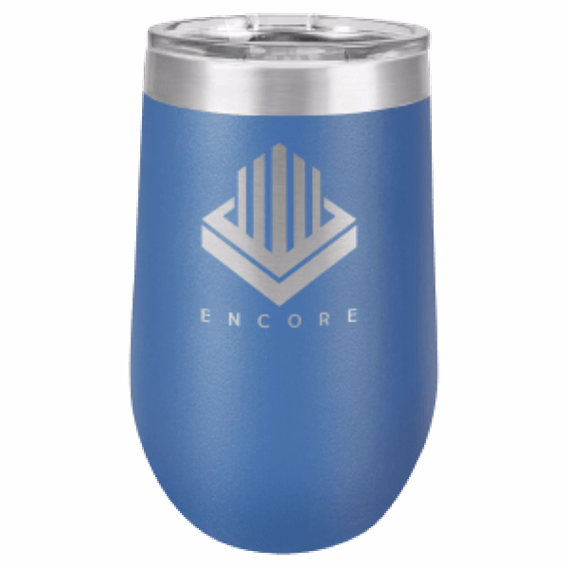 16 oz. Royal Blue Laser Engraved Polar Camel Stemless Wine Tumbler w/Clear Lid