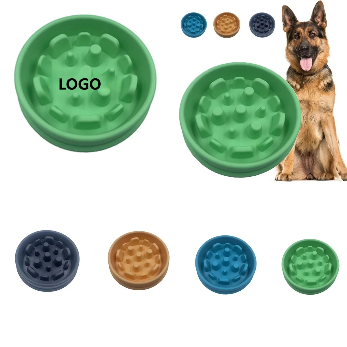 Anti-Choke Slow Feeder Pet Bowl 8.75"x8.75"x2.25" 1