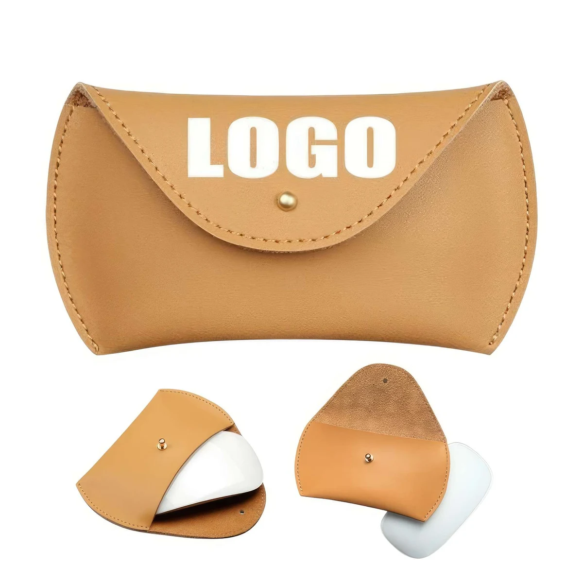Genuine Leather Wireless Mouse Flip Case &Storage Bag 1