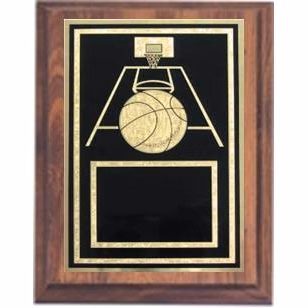6" x 8" Cherry Finish Plaque with a Basketball Plate