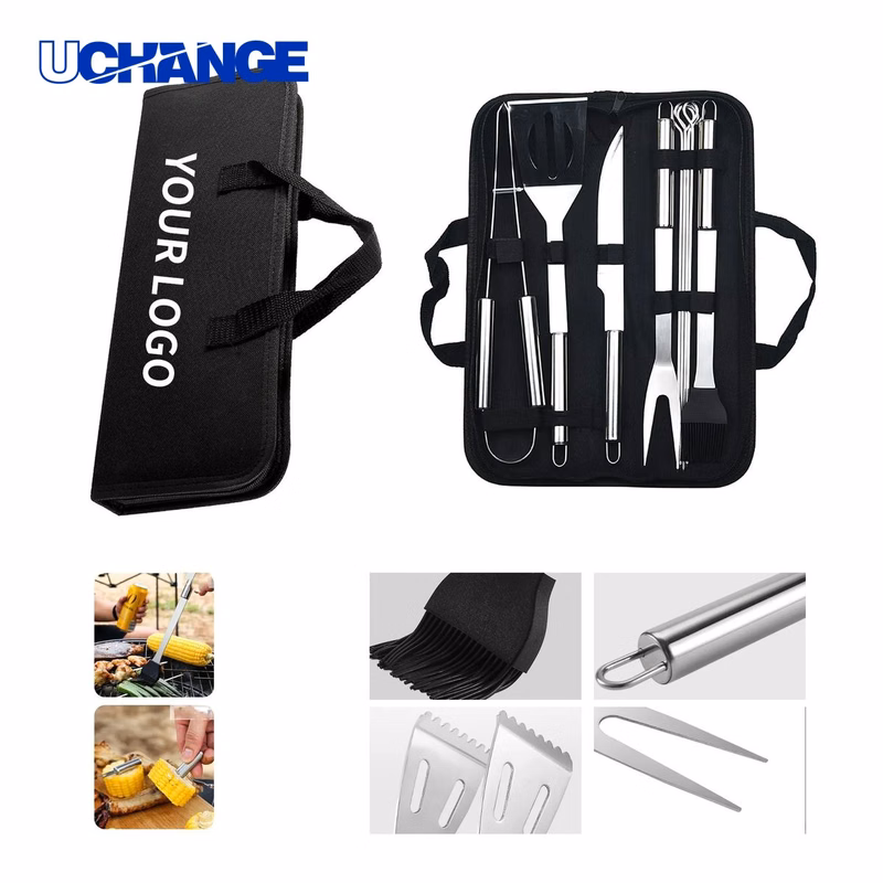 Grill Accessories Set Kit with Tongs Fork Knife and Skewers