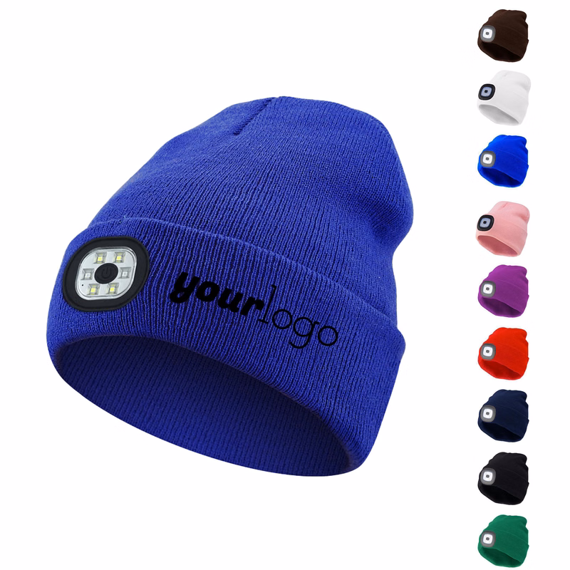 Rechargeable Music Beanie with Built-in LED Headlamp
