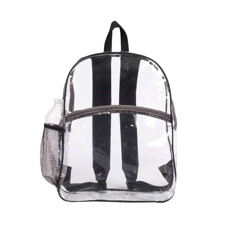 15" Clear Zipper Backpack - Black 1