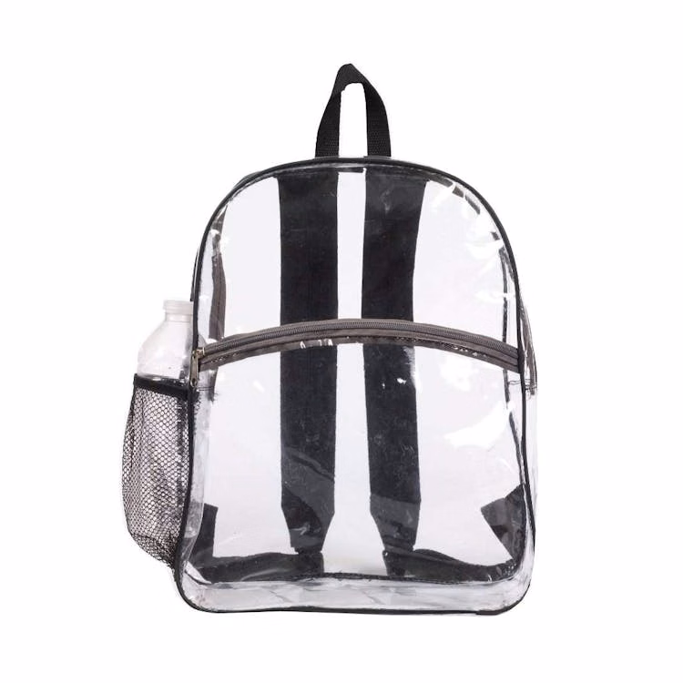 15" Clear Zipper Backpack - Black