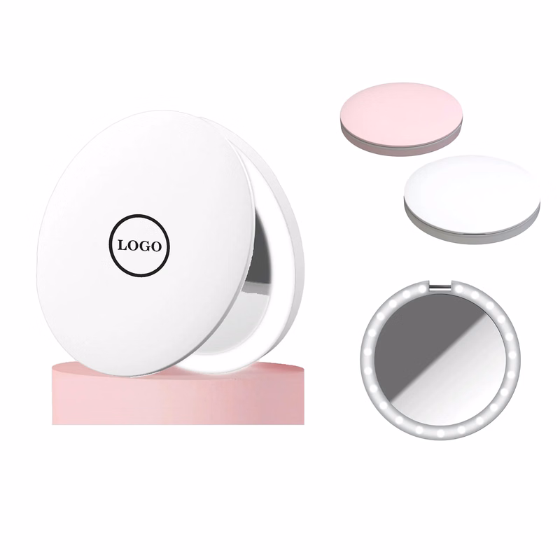 MOQ 100 LED Rechargeable Travel Compact Makeup Mirror