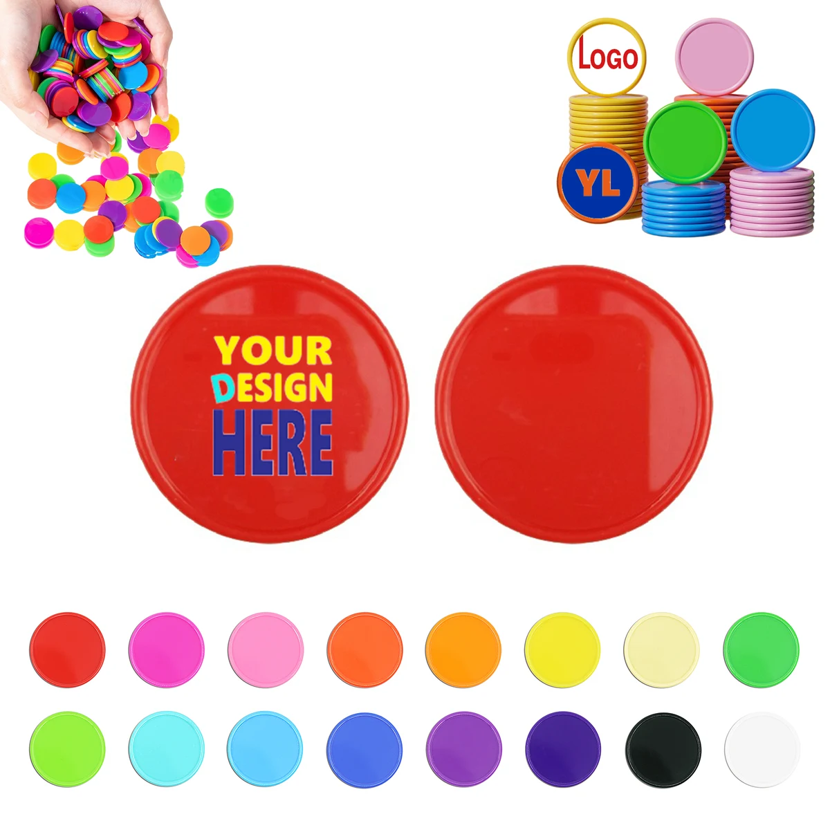 Customizable round plastic poker chips MOQ 100 1