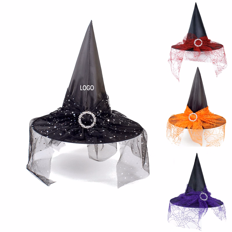 Elegant Mesh Lace Witch Hat For Halloween Party Cosplay